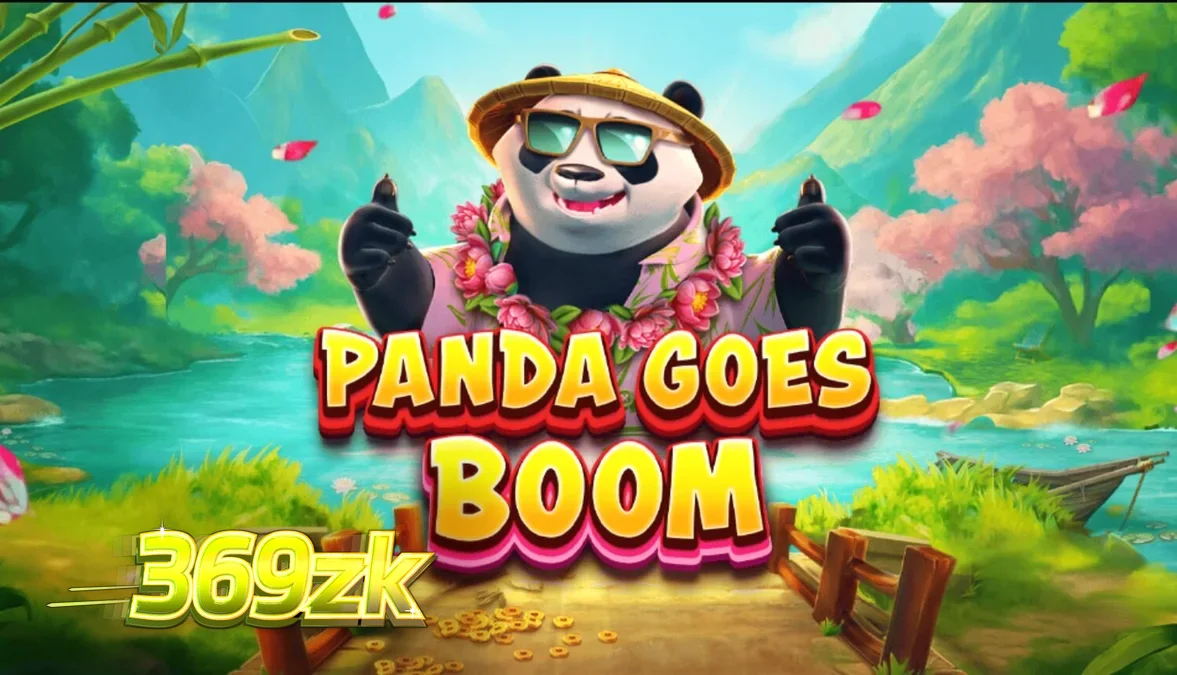 Panda Goes Boom slot dengan latar belakang bambu dan panda yang sedang bersantai